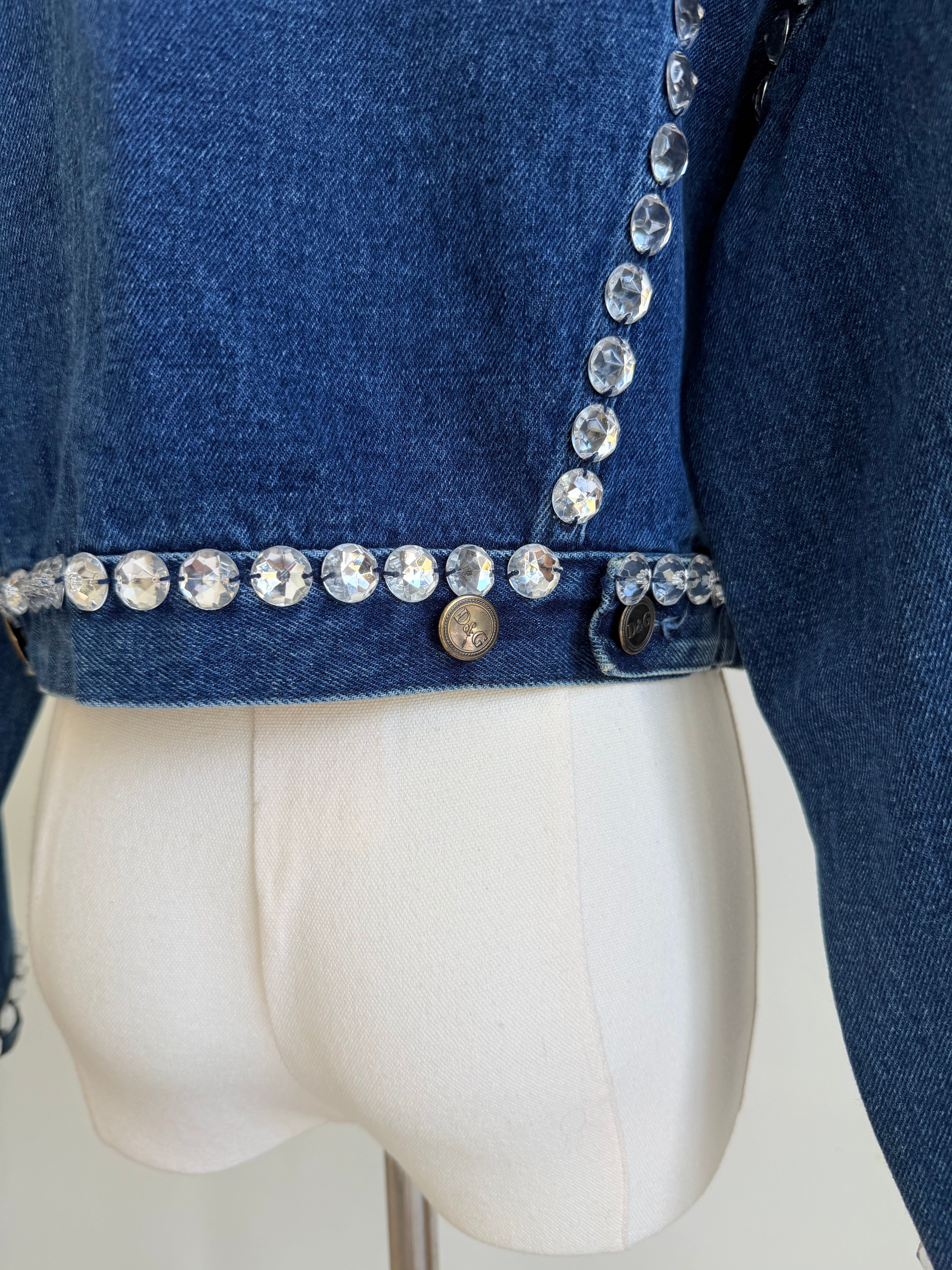 S/S 1992 Denim Cropped Crystal Jacket