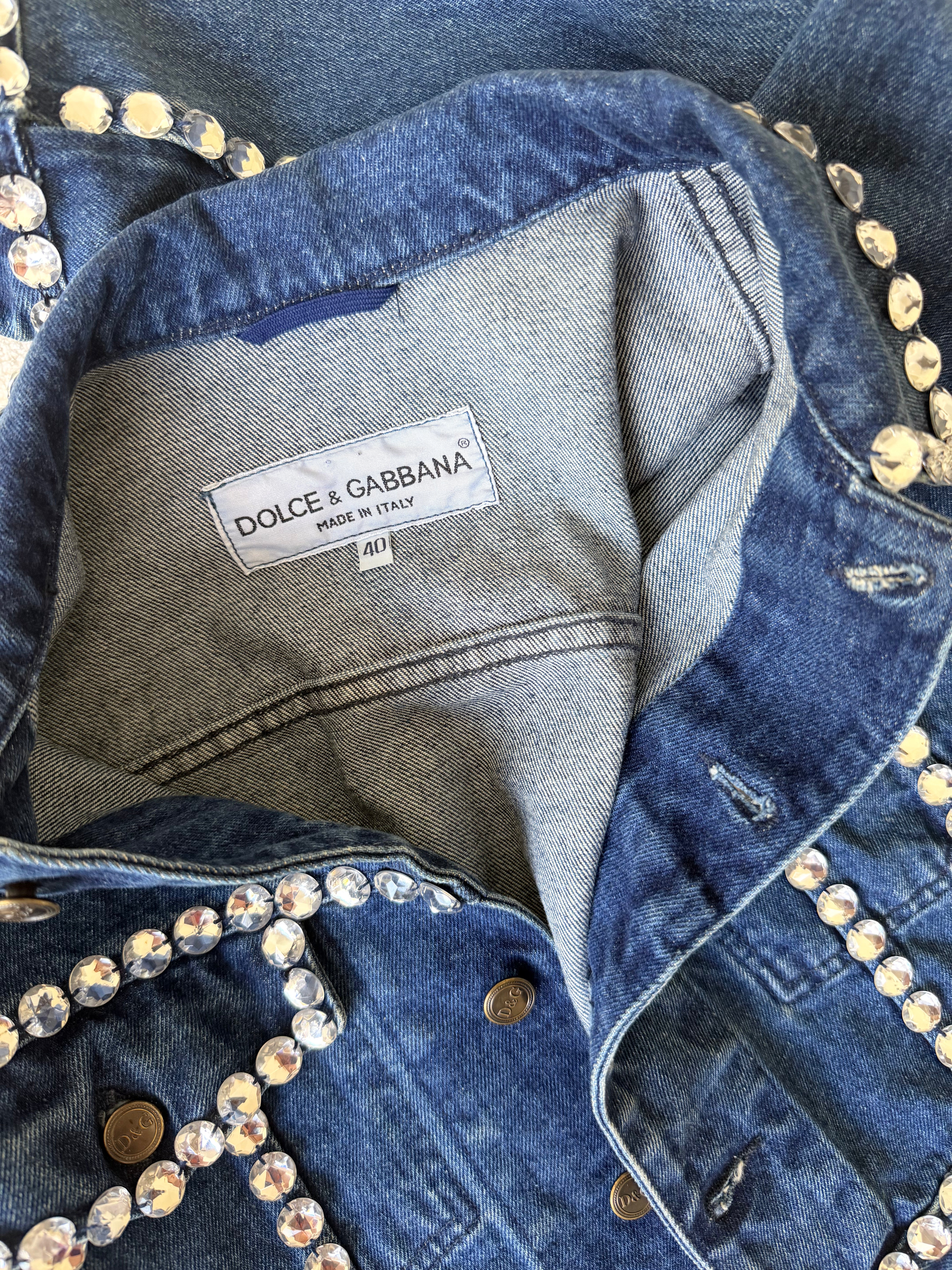S/S 1992 Denim Cropped Crystal Jacket