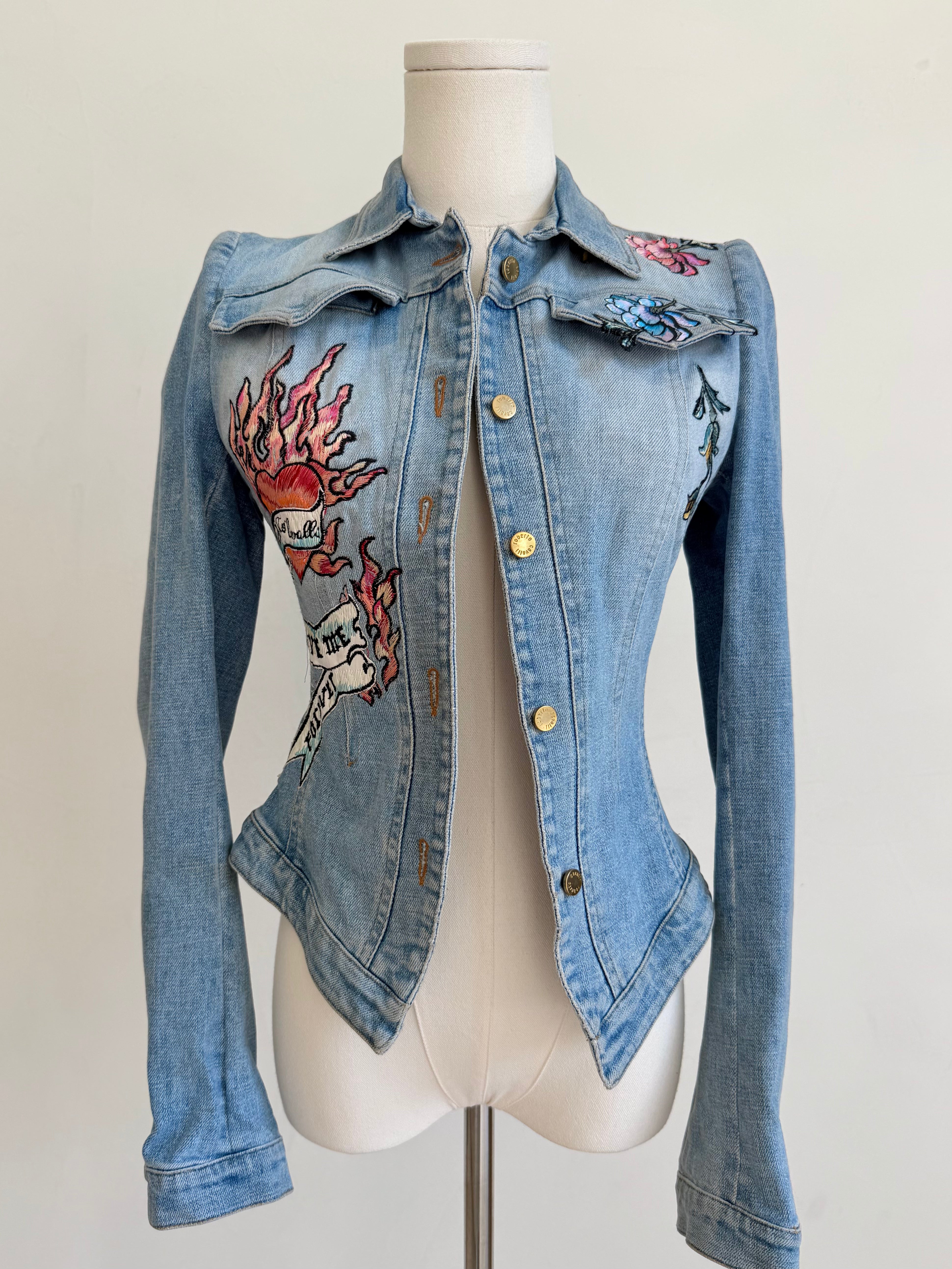 Denim “Forget Me Not” Floral Embroidered Jacket