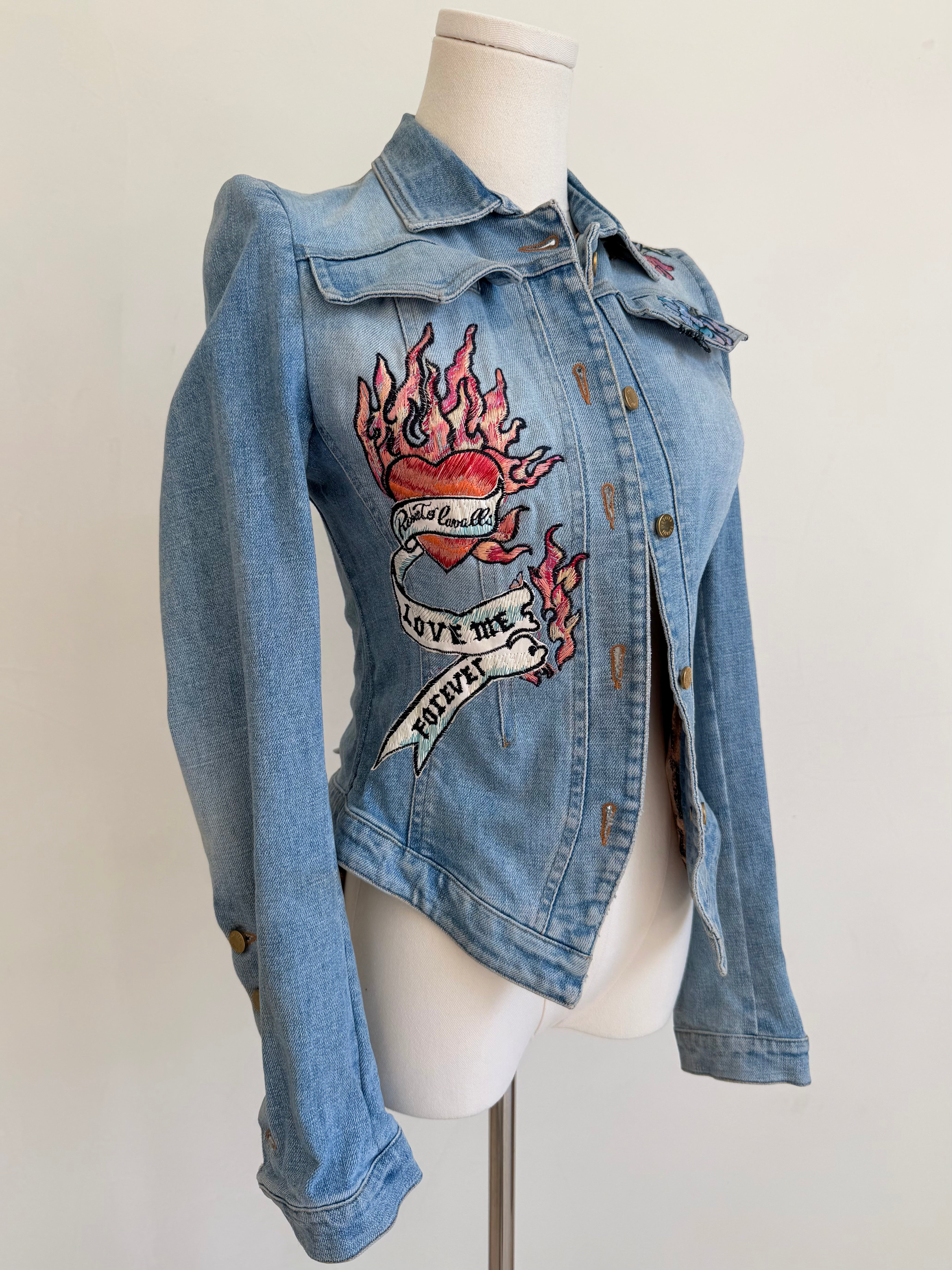 Denim “Forget Me Not” Floral Embroidered Jacket