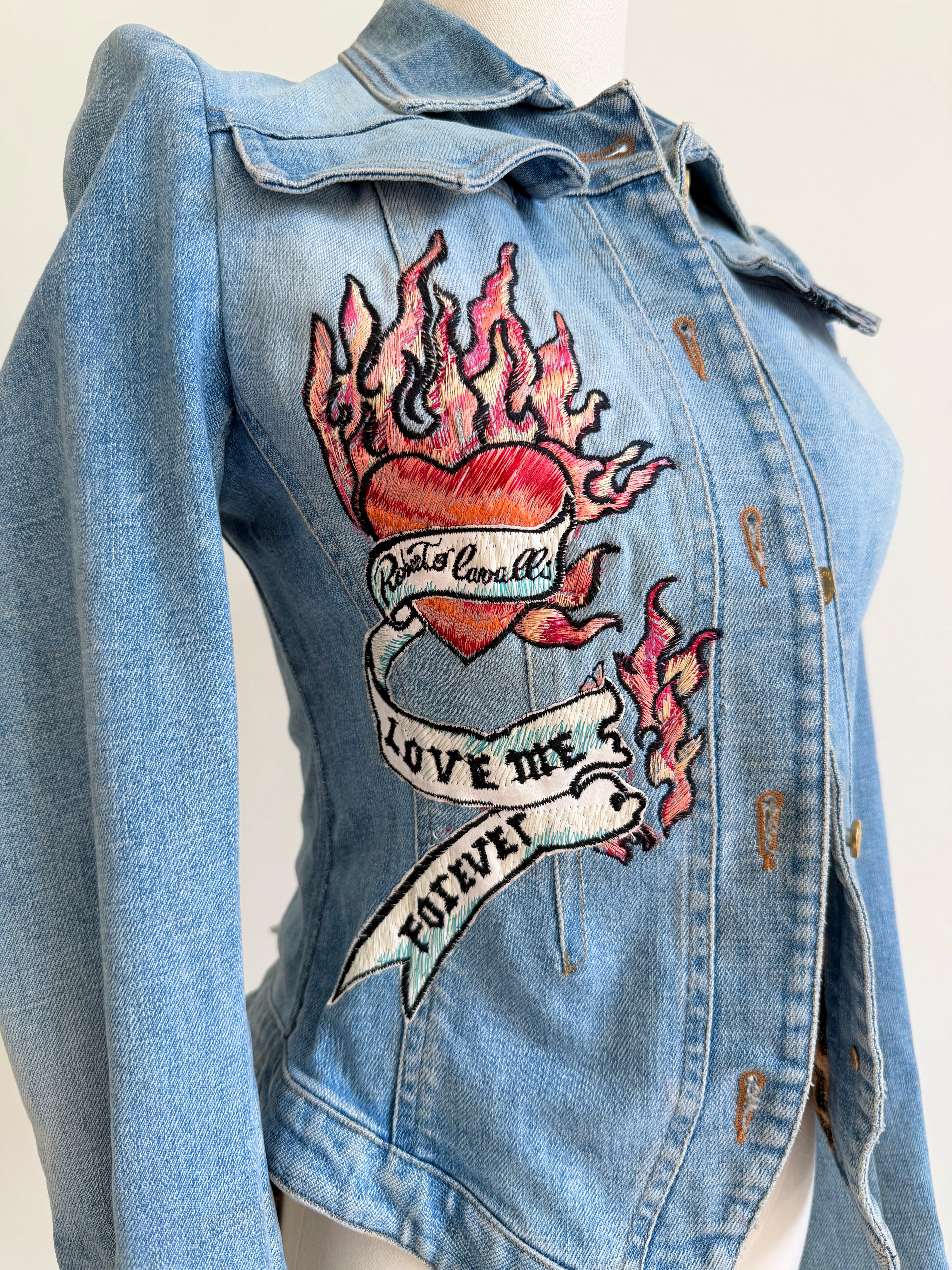 Denim “Forget Me Not” Floral Embroidered Jacket