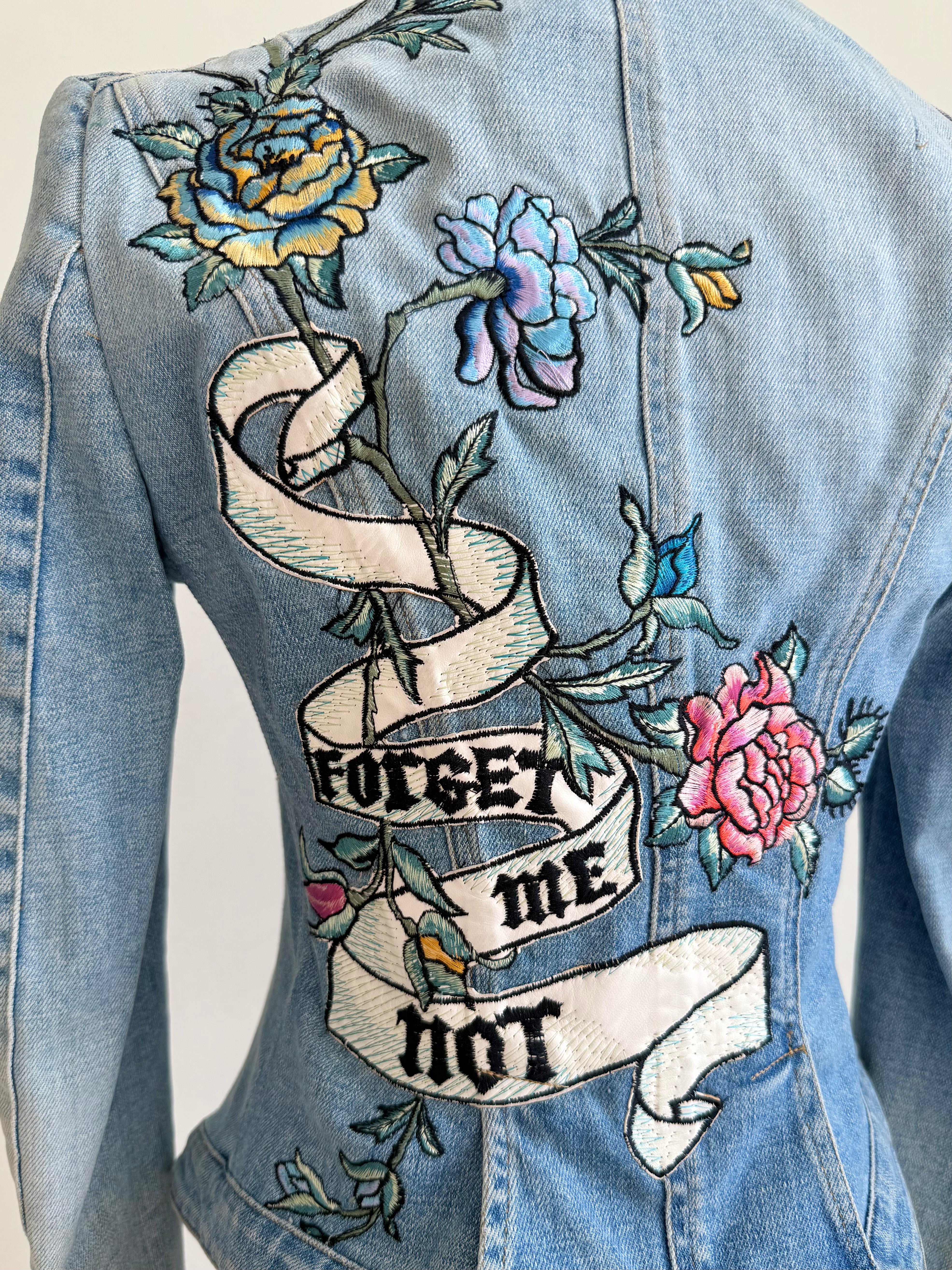 Denim “Forget Me Not” Floral Embroidered Jacket