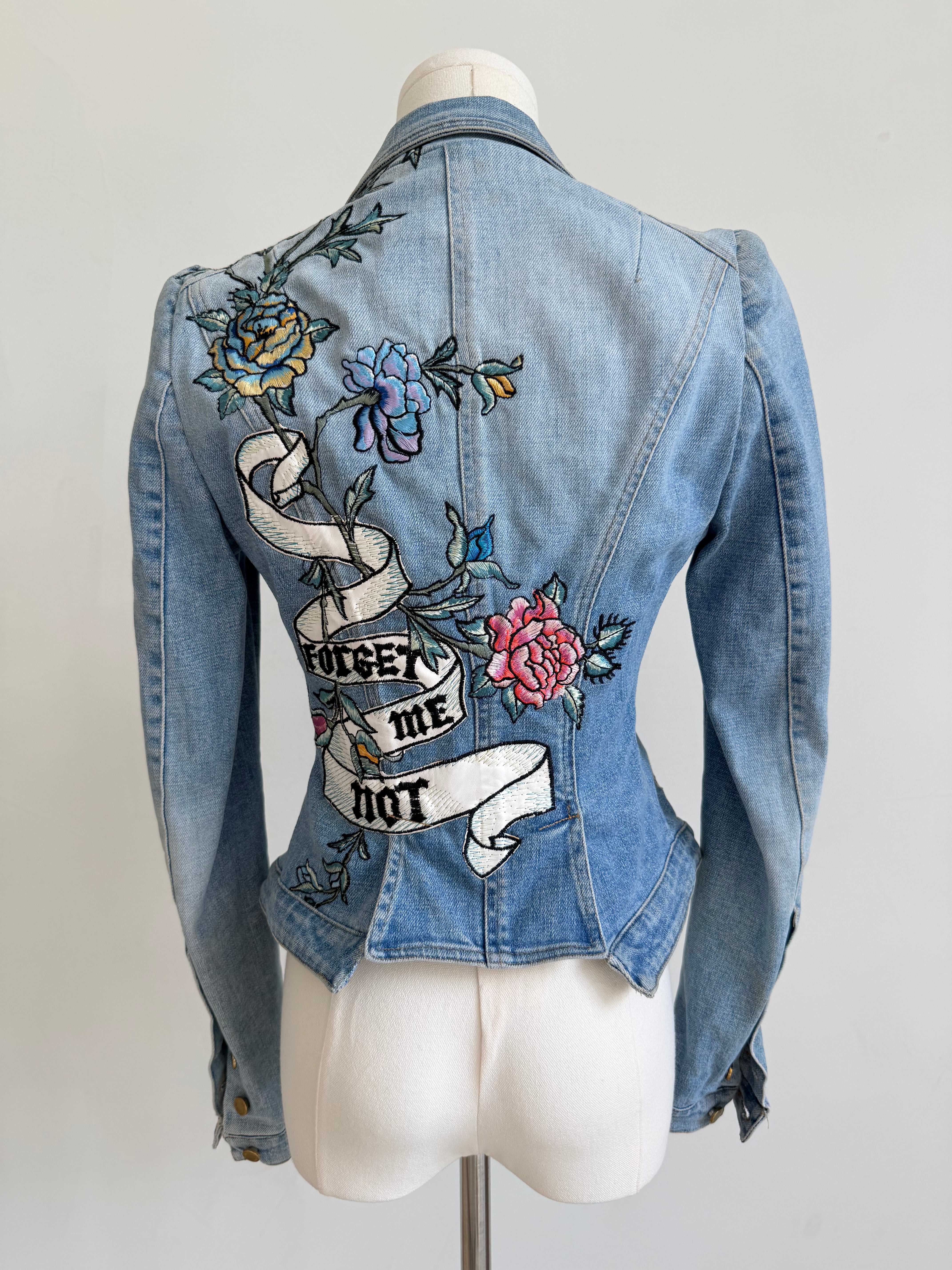 Denim “Forget Me Not” Floral Embroidered Jacket