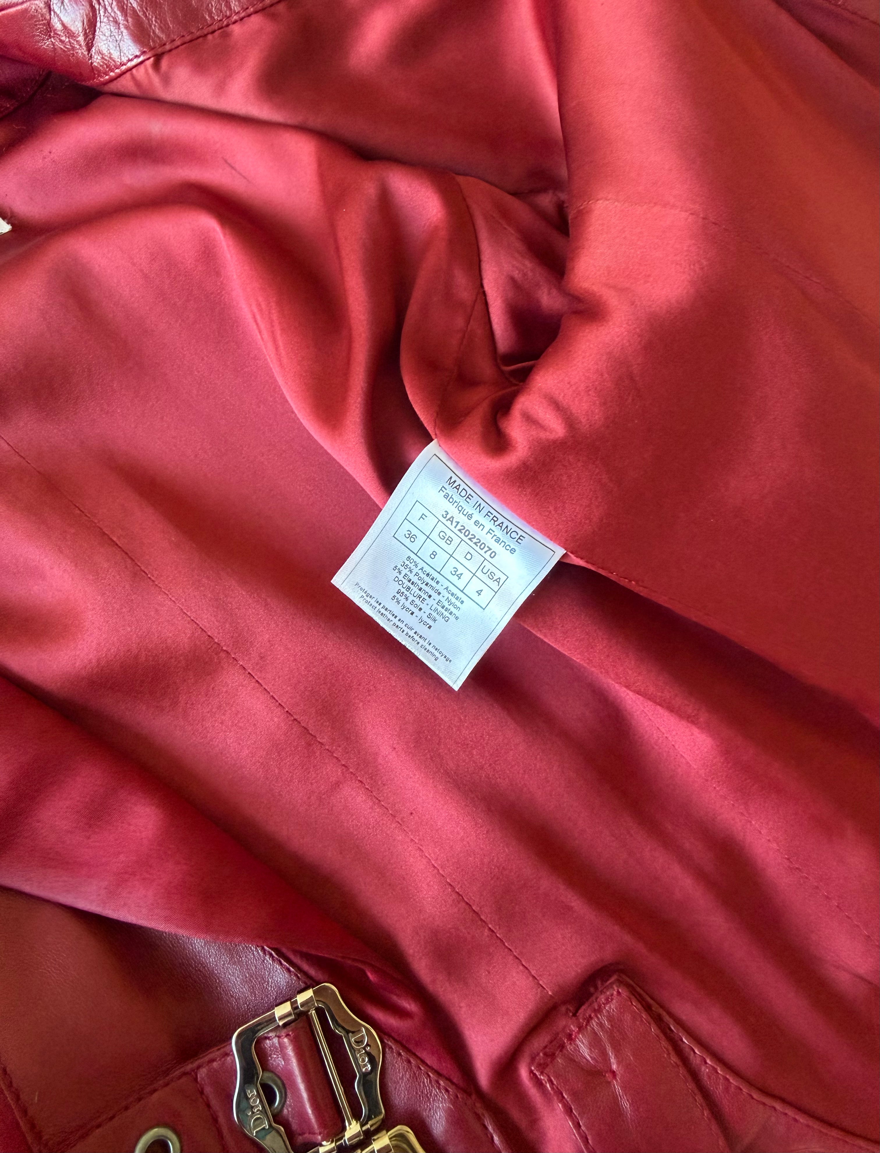 F/W 2003 Red Satin & Lamb Leather Buckle Jacket