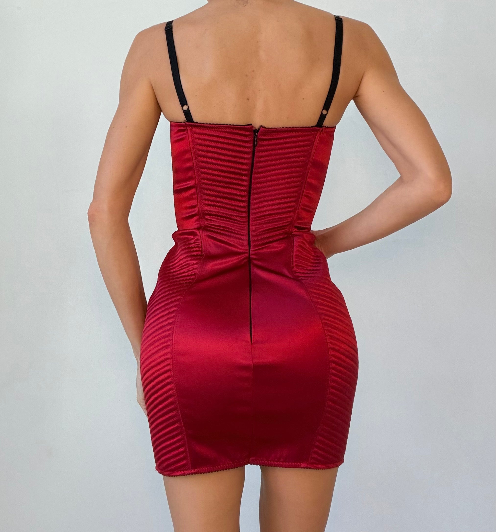 Satin Lace-Up Mini Dress