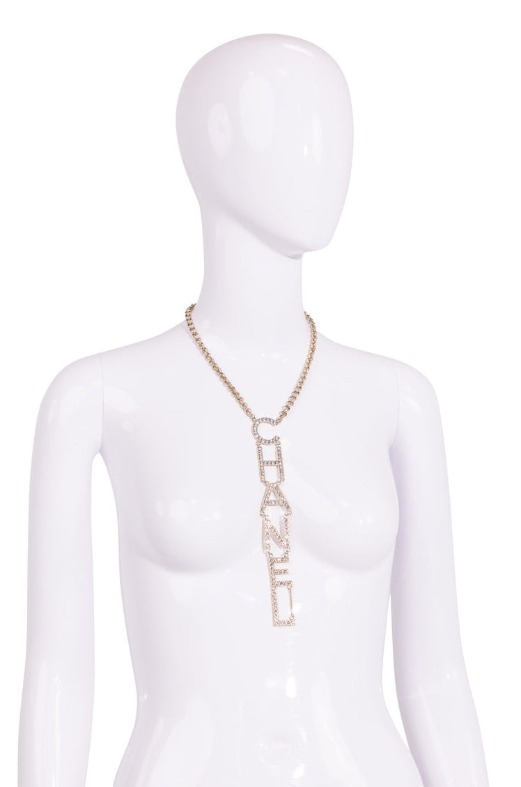 S/S 2019 Chanel Rhinestone Vertical Letter Necklace