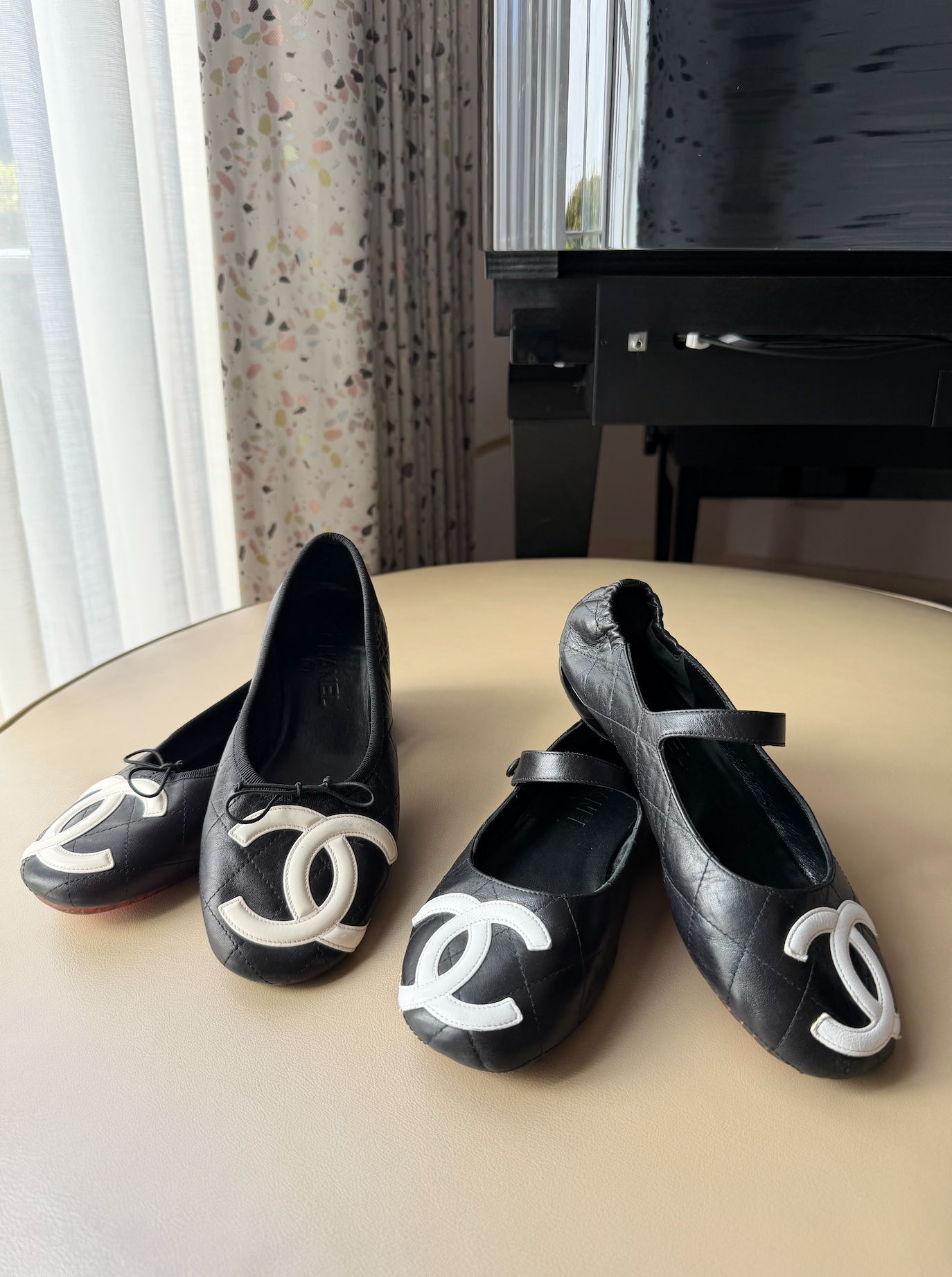 Black Quilted Lambskin “Cambon” CC Ballet Flats