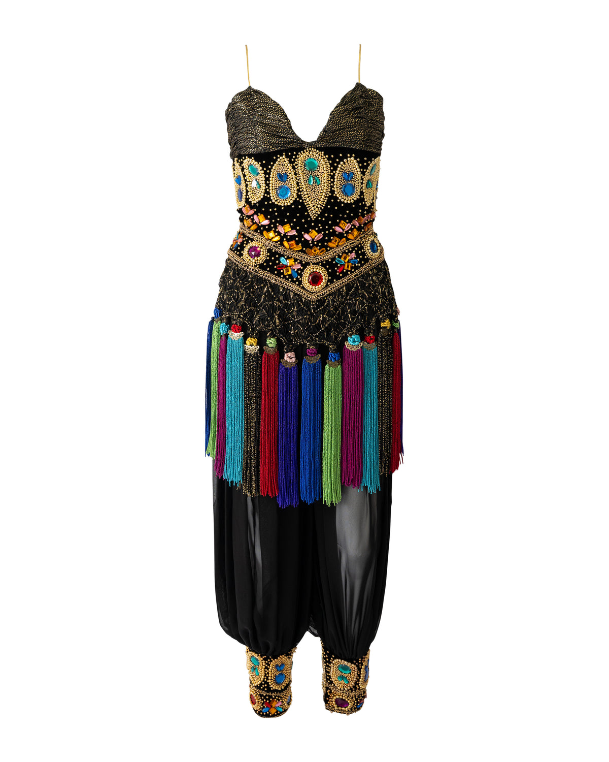 1990s Velvet and Embroidered Harem Dress