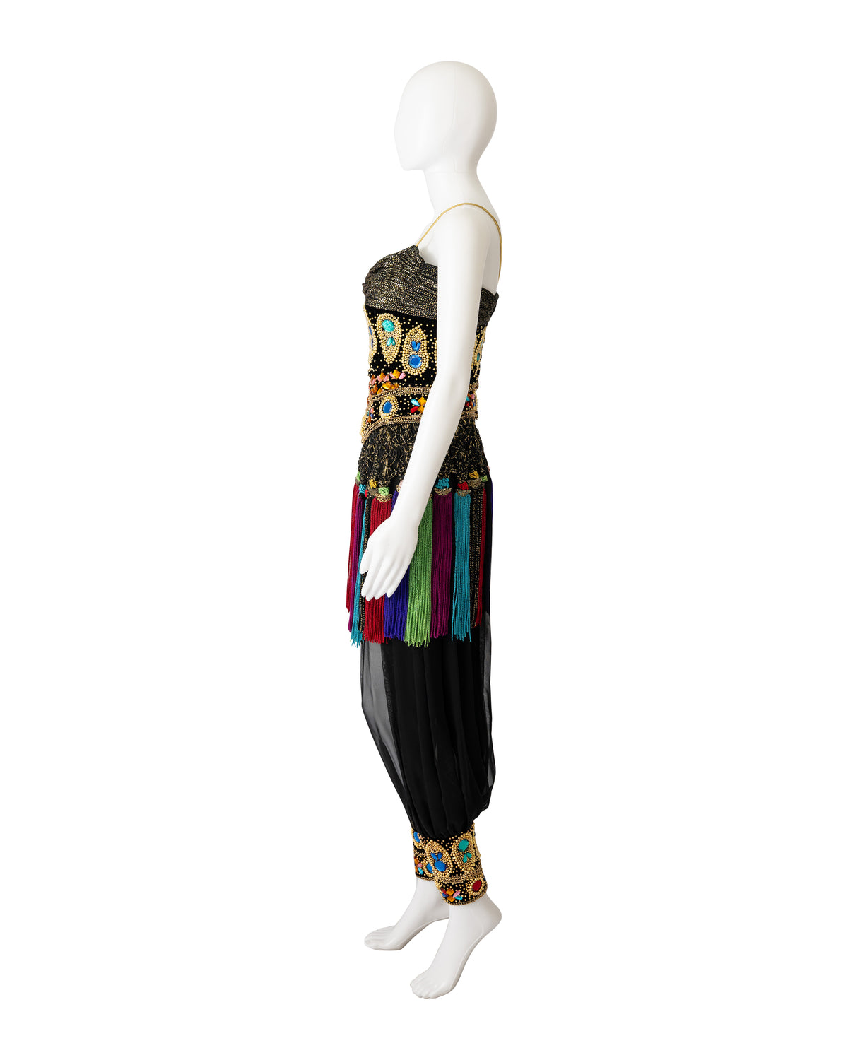 1990s Velvet and Embroidered Harem Dress