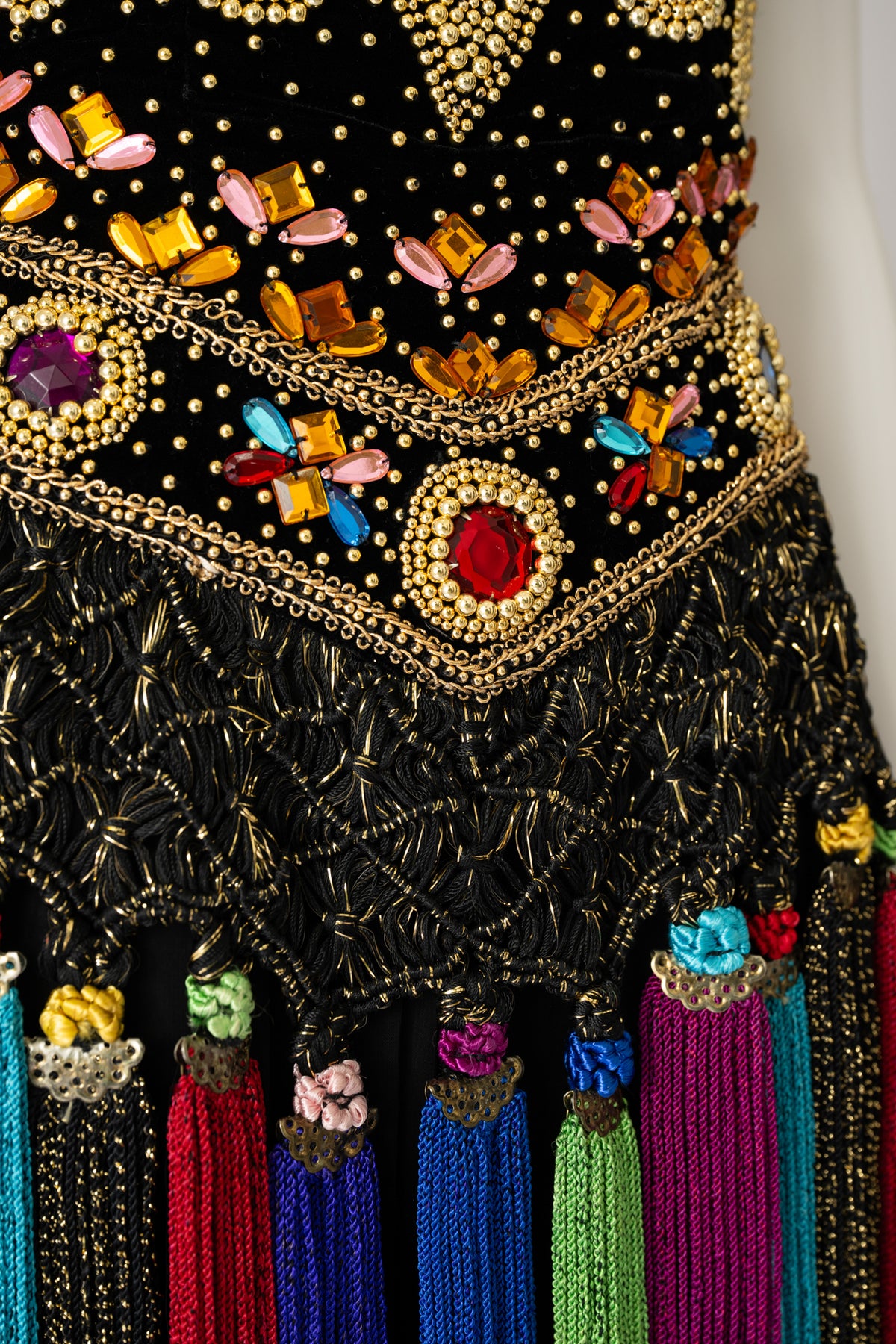 1990s Velvet and Embroidered Harem Dress