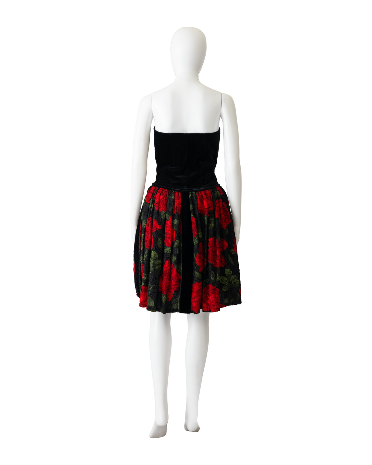 F/W 1991 Black Velvet Rose Strapless Dress