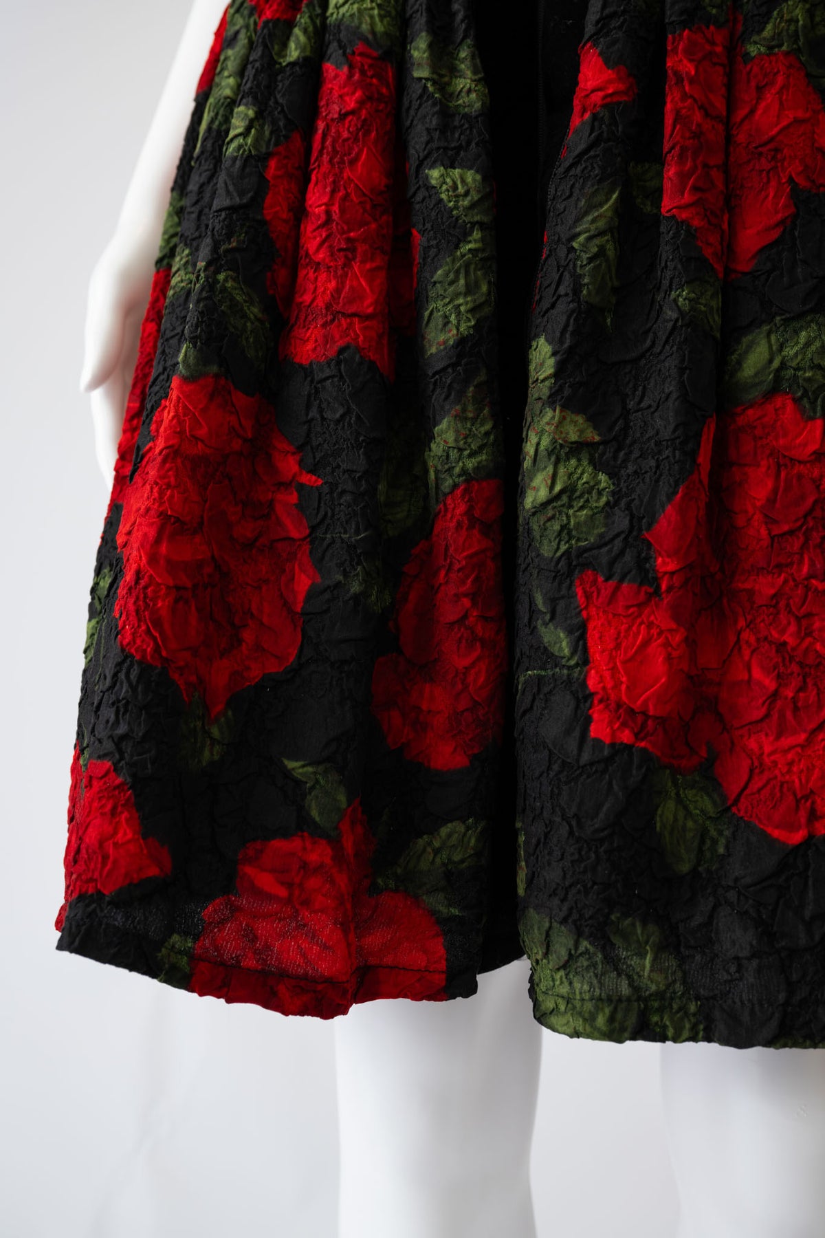 F/W 1991 Black Velvet Rose Strapless Dress
