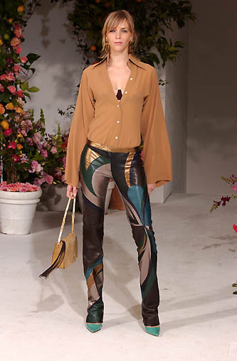 S/S 2002 Silver Leather Patchwork Trousers