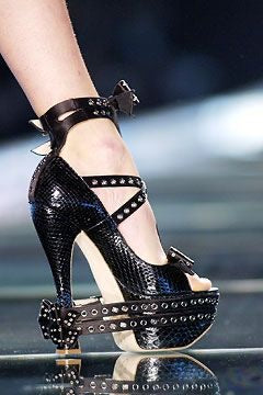 F/W 2003 Black Studded Bow Harness Heels