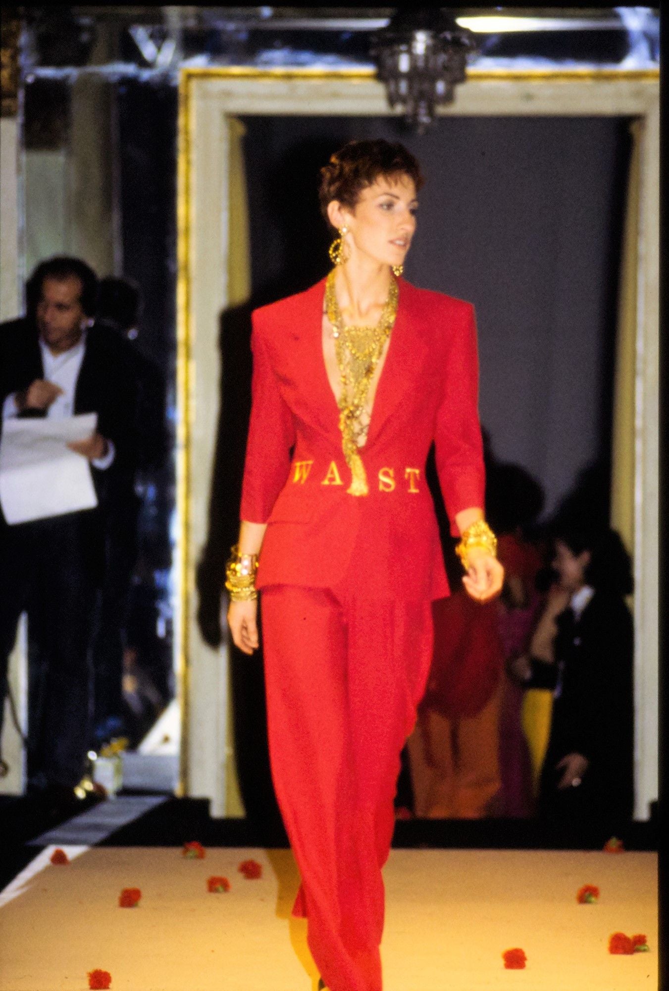 S/S 1991 Black “Waist” Embroidered Statement Blazer
