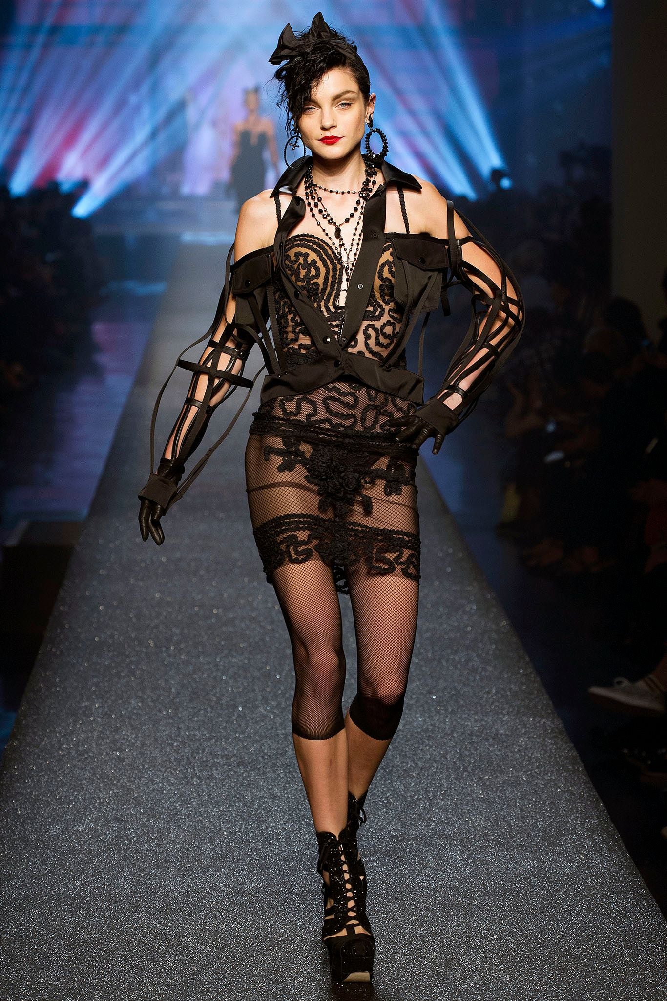 x La Perla S/S 2013 Black Lace Illusion Slip Dress