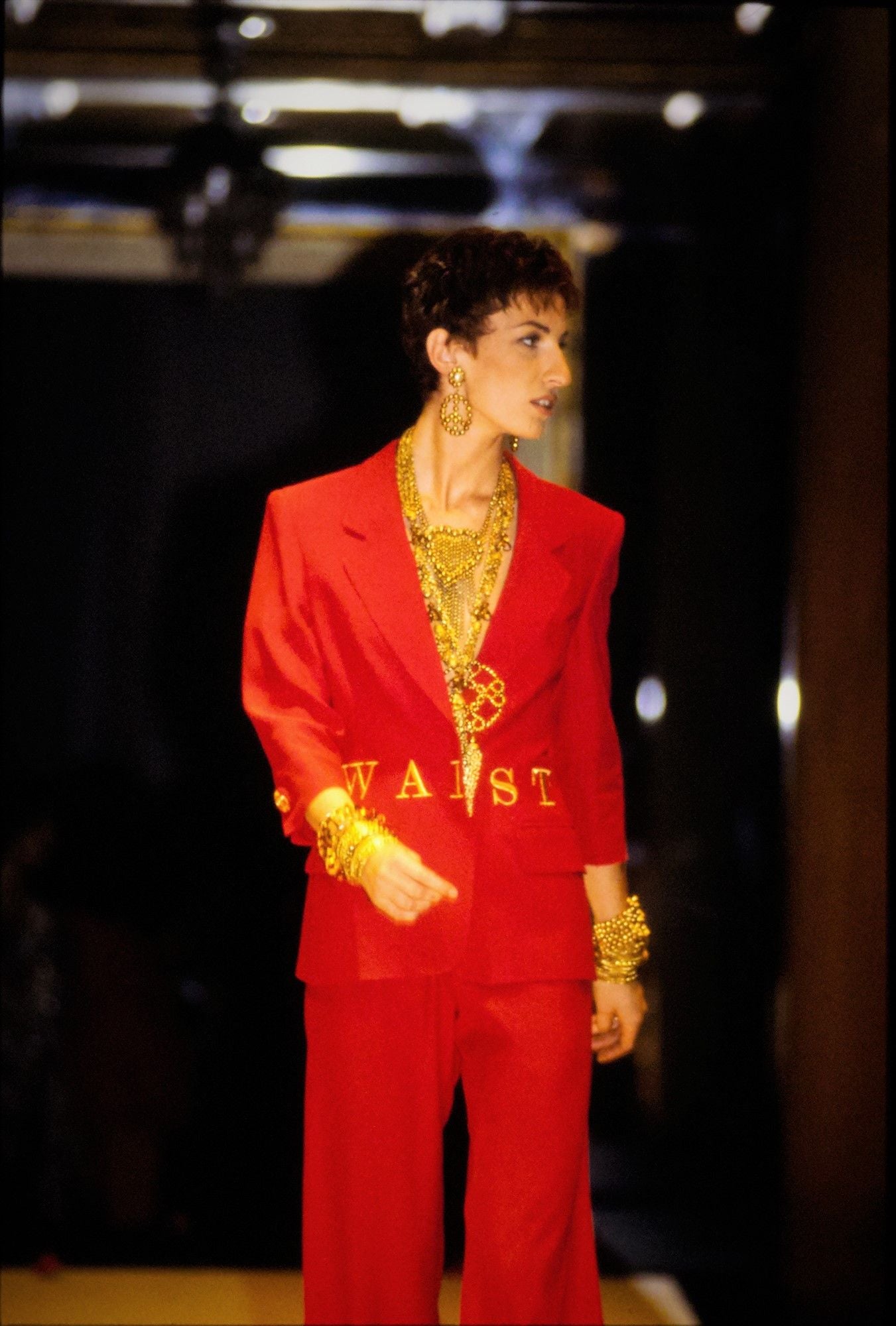 S/S 1991 Black “Waist” Embroidered Statement Blazer