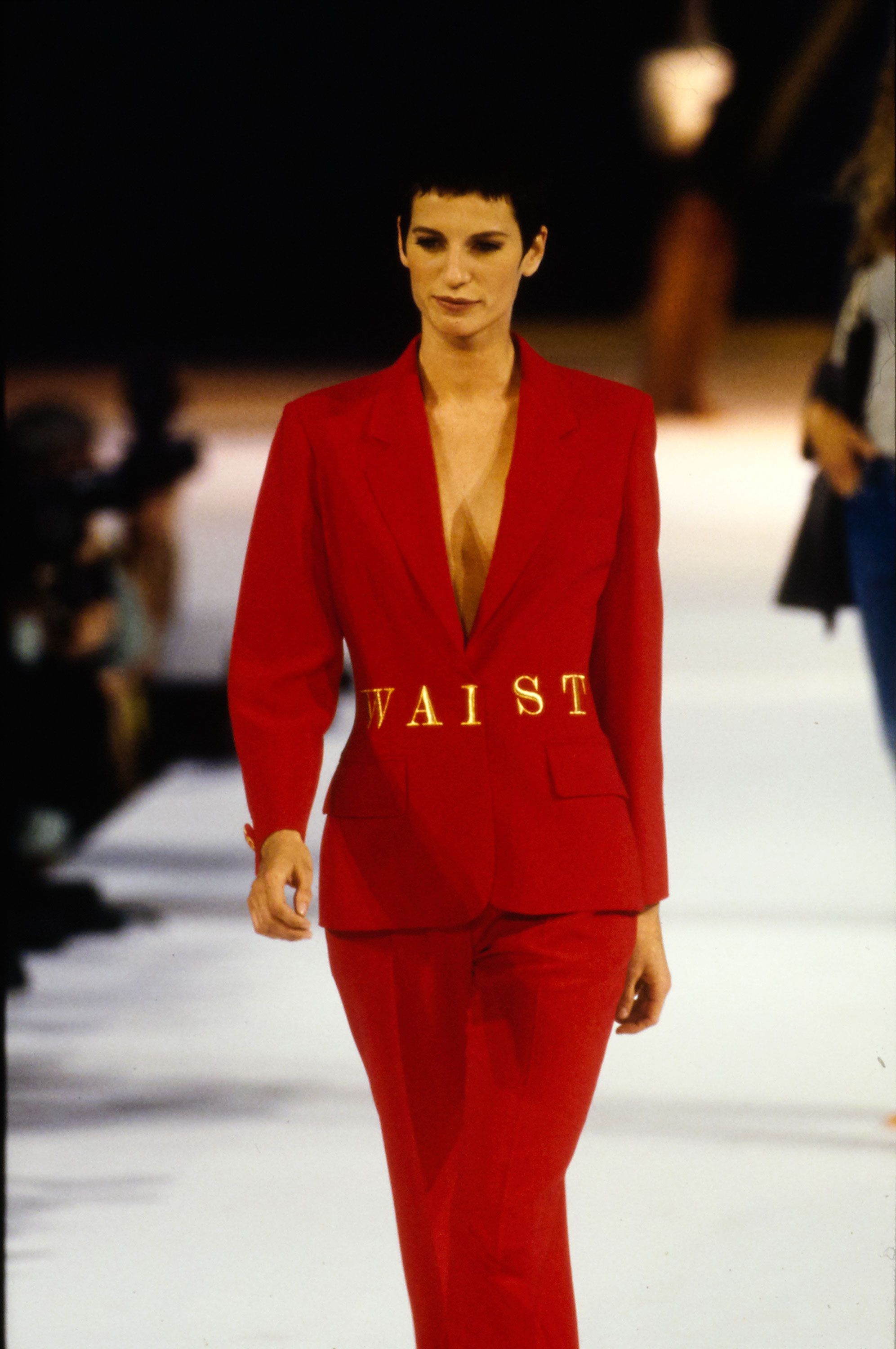 S/S 1991 Black “Waist” Embroidered Statement Blazer