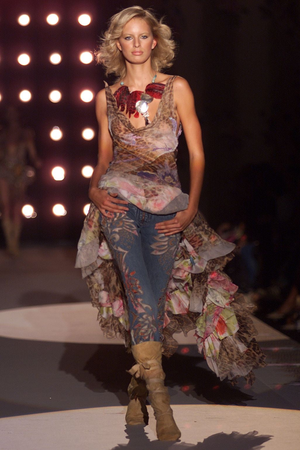 S/S 2002 Blue Denim “Baroque Cutout Floral” Embroidered Jeans