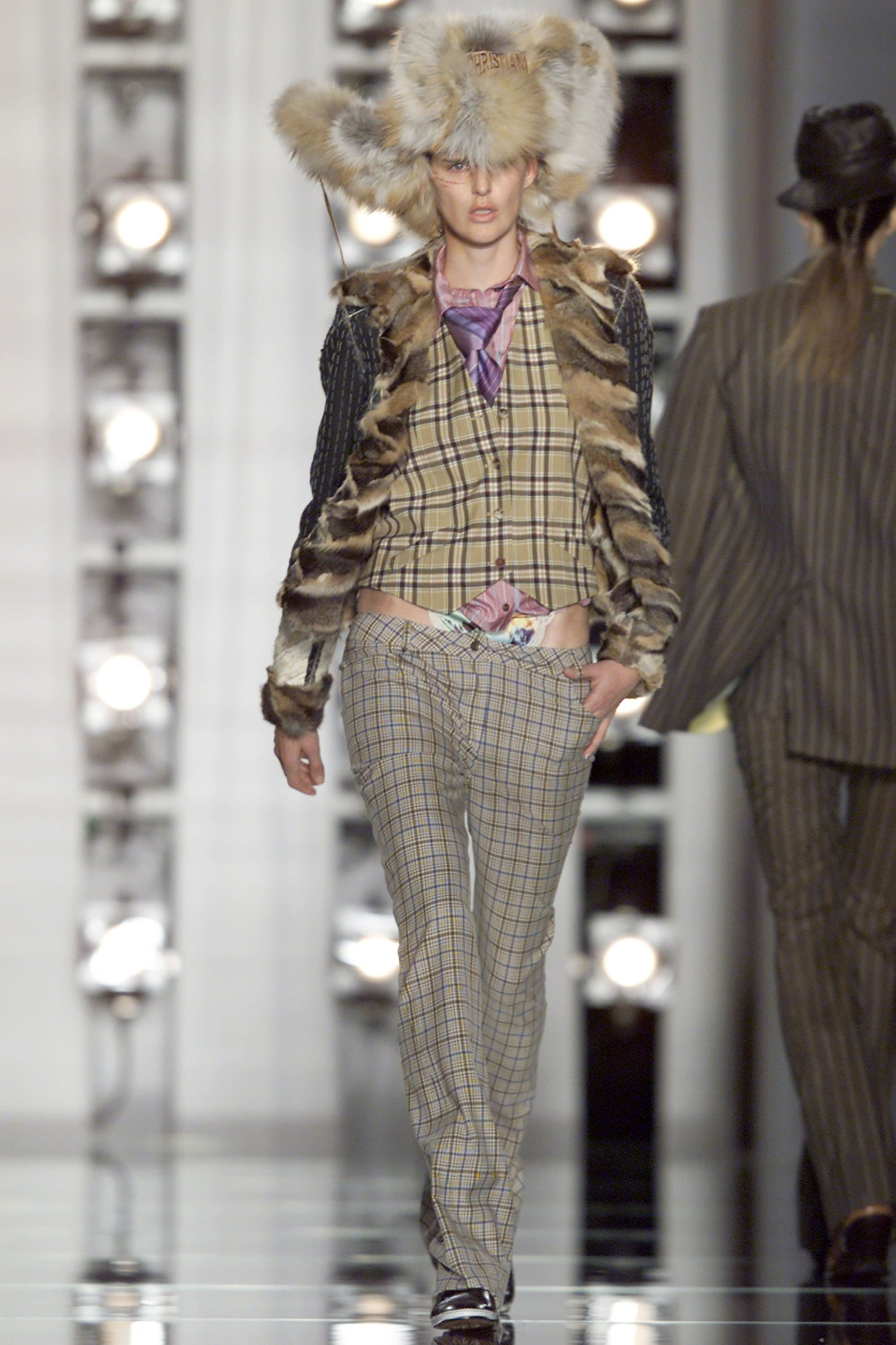 F/W 2001 Plaid Wool Trousers with Oversized Denim Star Patch
