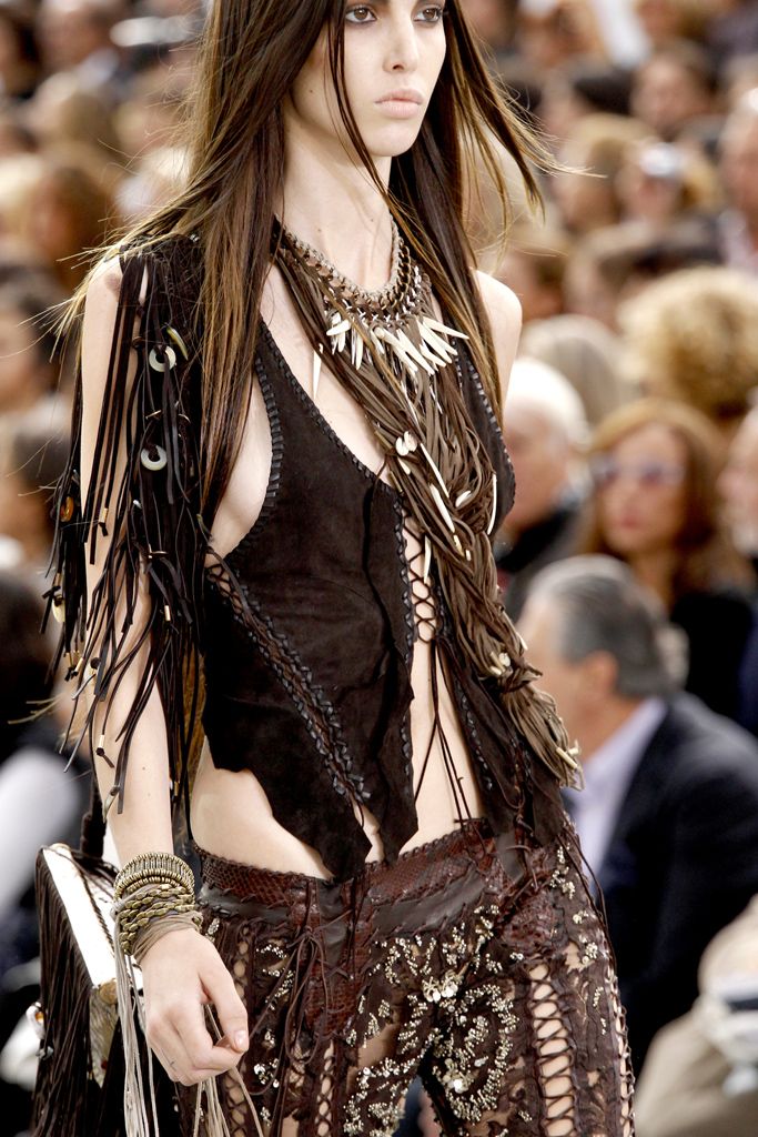 S/S 2004 Butterfly Lace-Up Brown Leather Pants
