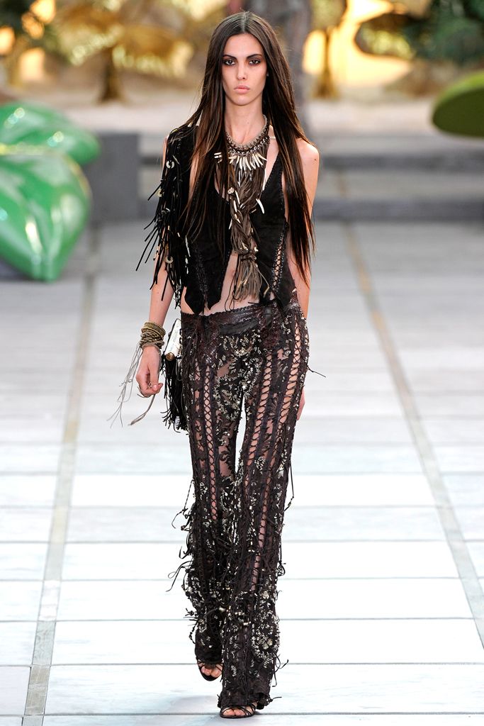 S/S 2004 Butterfly Lace-Up Brown Leather Pants